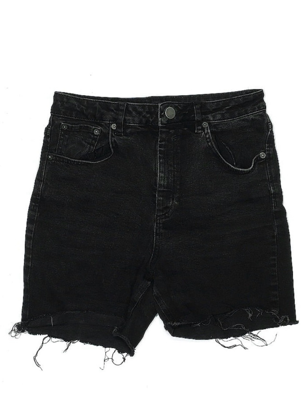 ASOS Black High-Rise Frayed Hem Denim Shorts